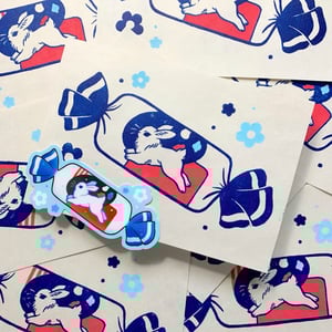 Image of White Bunny Candy PRINT + FREE Sticker