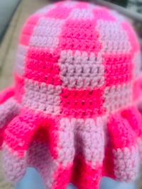 Image 1 of Pink Checkered Wavy Bucket Hat