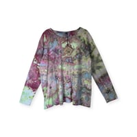 Image 1 of 3XL Ladies Long-Sleeve Stretch Tee in Spring Watercolor Ice Dye