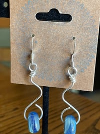 Image 1 of Wavy Blue Glass Earrings