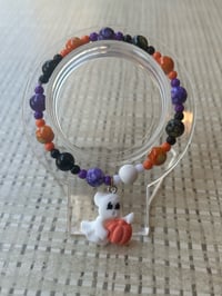 Image 1 of Halloween beaded bracelet with ghost charm 