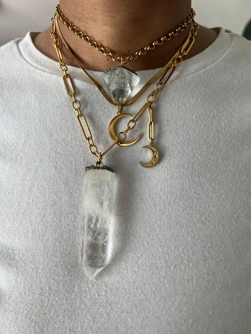 Image of JONNI • Clear Quartz & Moon Necklace