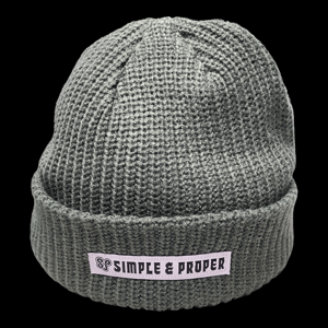 Image of S&P-“Phrases TypeFace” Logo PatchWork Beanie (Olive Green)