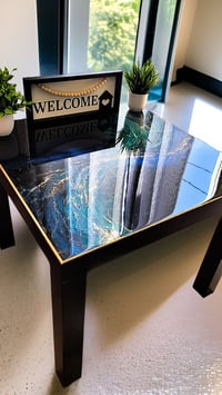Image 3 of 22" Modern Epoxy Resin Art End Table Hand Painted 'The Hydra'
