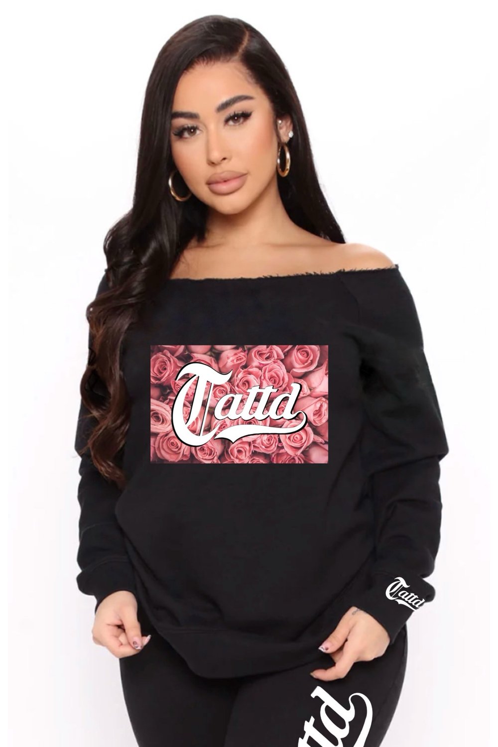 40% off!!! Off Shoulder Tattd Rose Sweater!!!