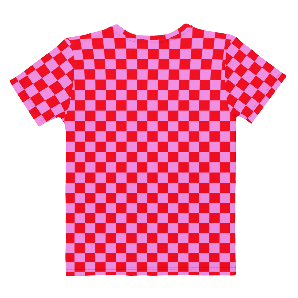 Pink Red Checker Women's Tee