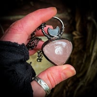 Image 1 of Rose Quartz & Black Obsidian Moon 