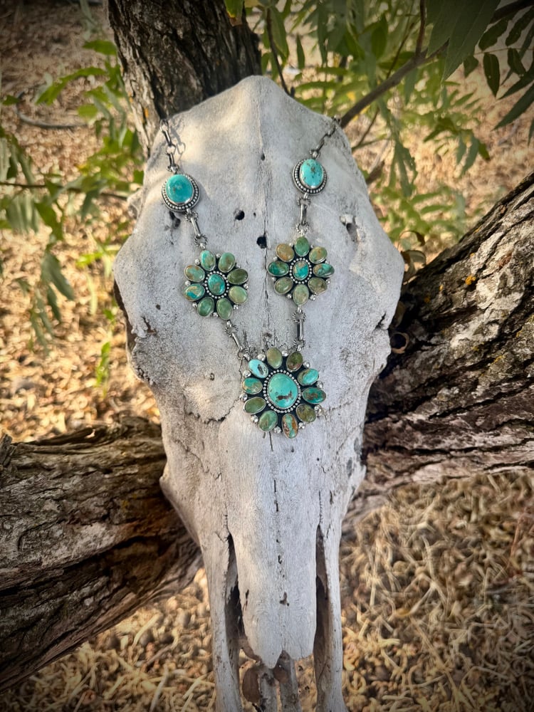 Image of Evans & Nila Turquoise Cluster necklace 💚🤎🩵