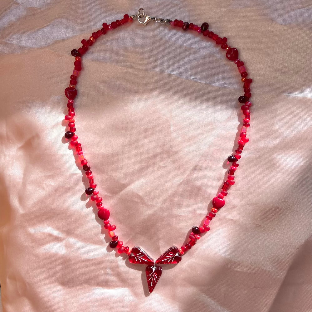 Image of classic red heart necklace