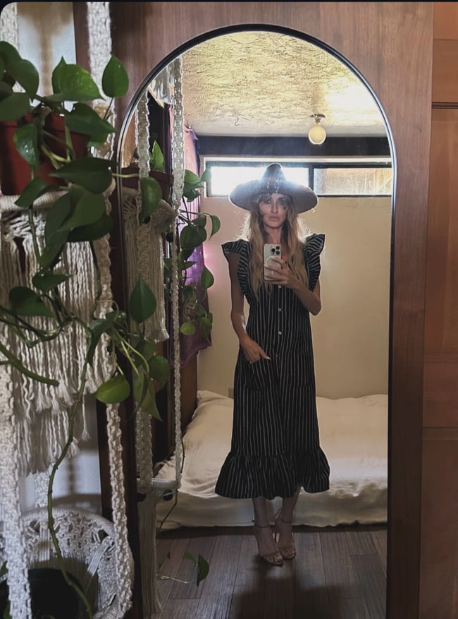 1970s Marimekko stripe flutter sleeve dress 