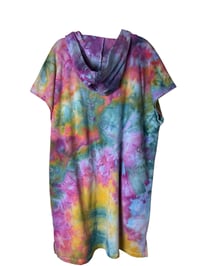 Image 3 of ♻️ UPCYCLED XL French Terry Hooded Dress / Cover-up in Bright Ice Dye