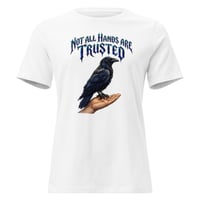 Image 3 of Women's Relaxed T-Trust Your Instincts Raven Graphic Tee – Bold Gothic Raven & Hand Design