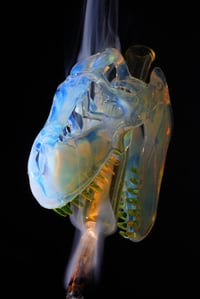 Image 1 of Glopal T-rex skull pendant with illuminati teeth & illuminati/dichro joint tip