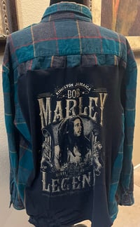 Vintage Green/Gray/Red/Yellow Flannel Shirt Bob Marley