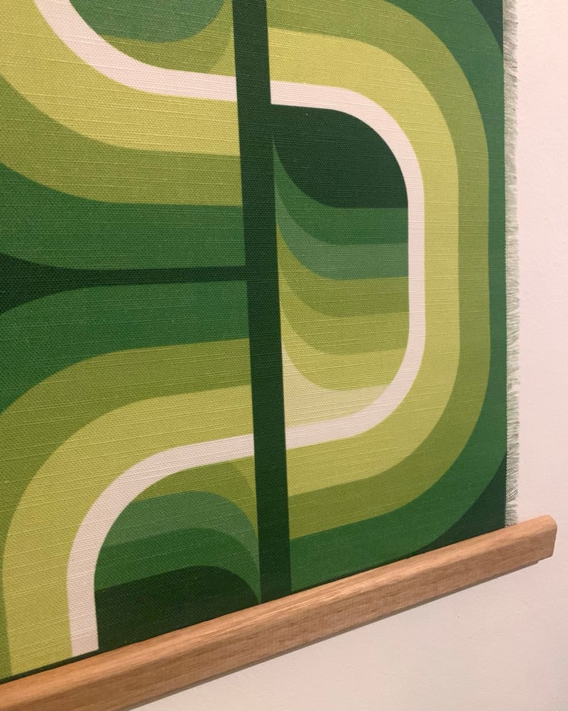 Image of ‘Kaleidoscope’ in green Vintage Groove cotton large wall hanging