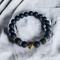 Lava Stone with Gold Leopard 