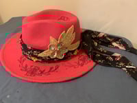 Image 2 of "Daughter of the King" Pink Hand-Burned Panama Hat