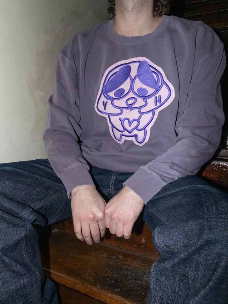 GARMENT DYED CREWNECK (PLUM) Image 2