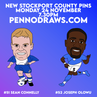 Sean Connelly / Joseph Olowu - Stockport County Pennodraws Pin Badge