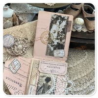 Image 12 of Junk Journal lace samples booklet envelope in a vintage french lace pouch
