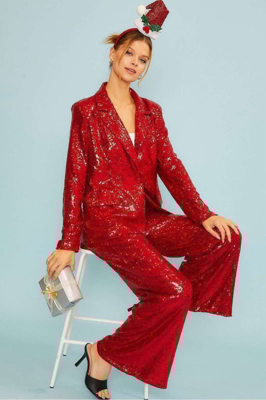 Image of RED SEQUIN PANTS