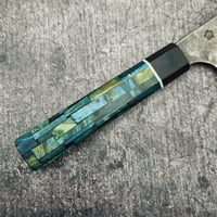 Image 3 of Kiritsuke with hamon and blue Wa handle 