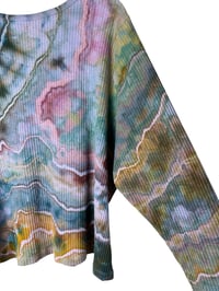 Image 6 of ♻️ UPCYCLED 4X PLUS Rib Knit Cardigan in Muted Geode Ice Dye