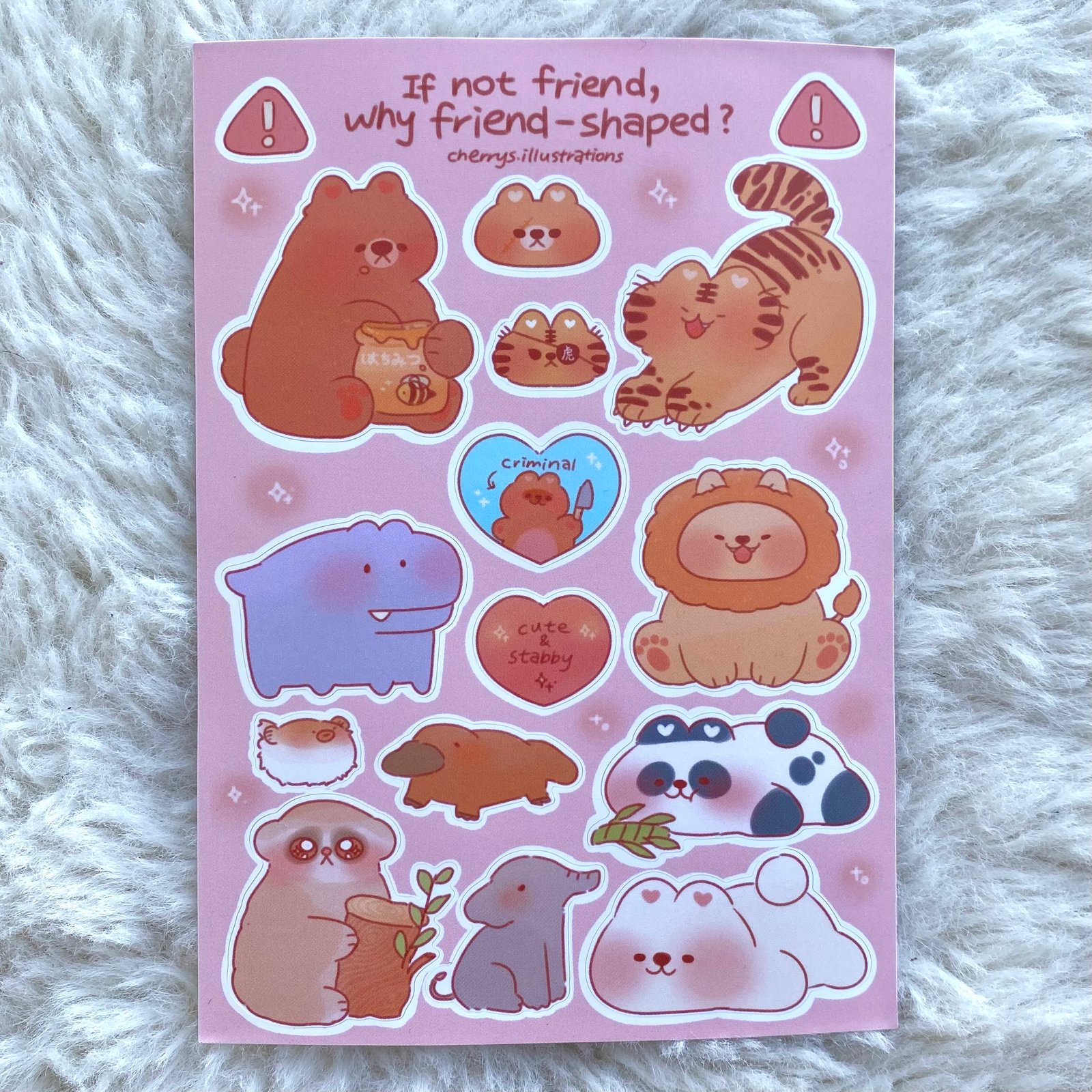 If Not Friend, Why FriendShaped? Sticker sheet cherry's illustrations