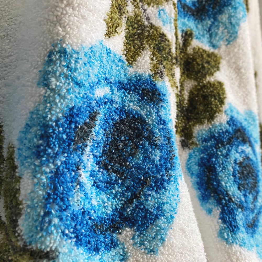 Image of Blue Lattice Roses Terry Granny Shorts