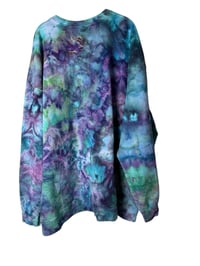 Image 8 of 4XL Unisex Ring Spun Cotton Blend Crew Sweatshirt in Mermaid Watercolor Ice Dye