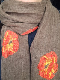 Image 4 of Brown Poppy Scarf - Made in Palestine