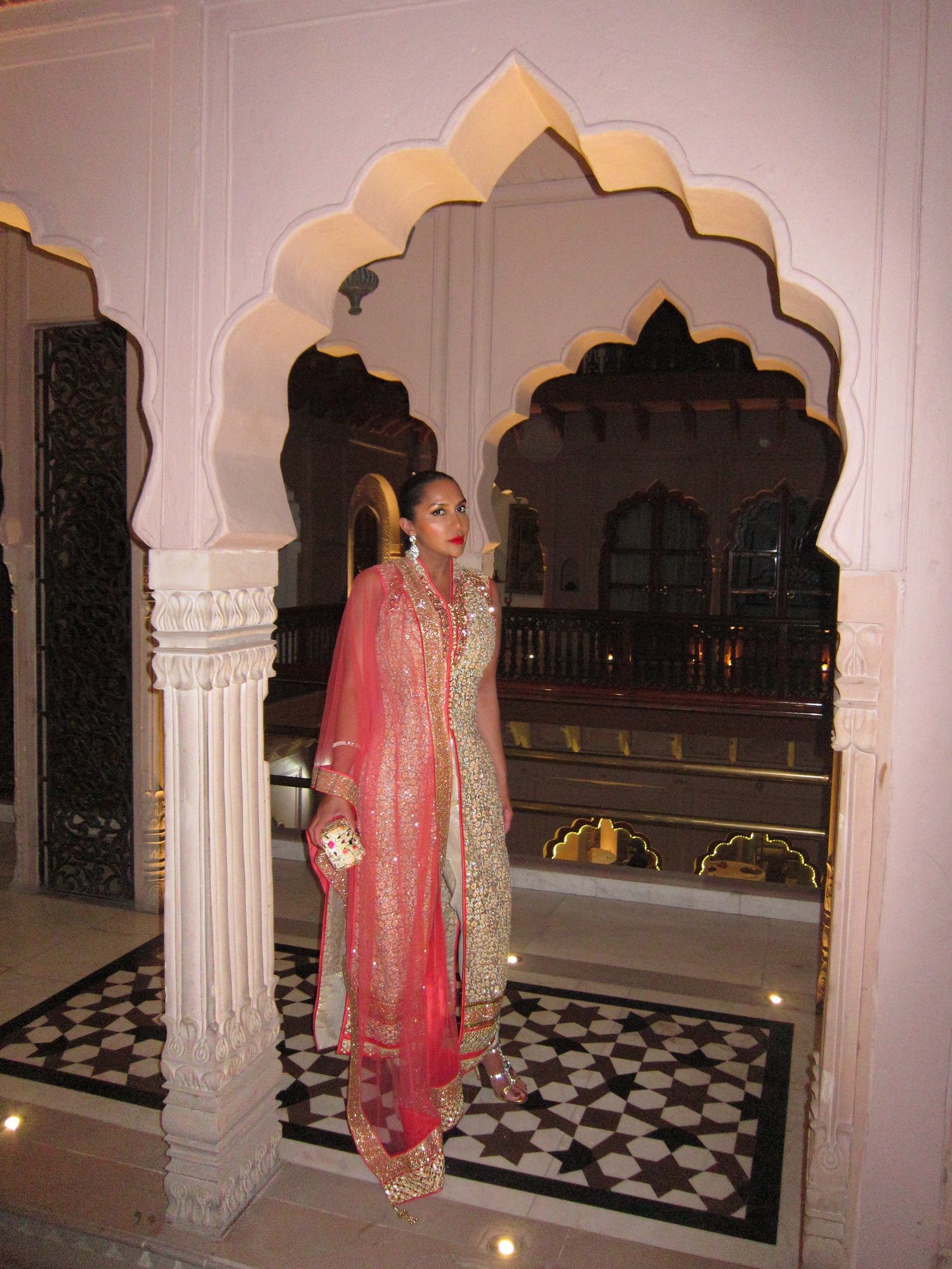 Image of CORAL & GOLD BUTTON UP SUIT (M)