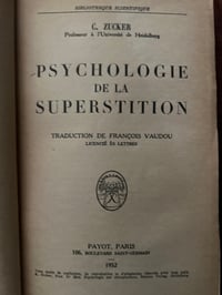 Image 4 of Psychologie de la superstition, de C. Zucker, éditions Payot, 1952.