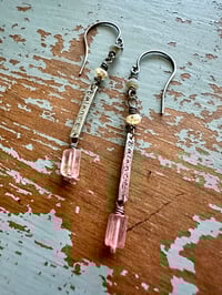 Image 8 of Balance charm earrings with opals and pink tourmaline