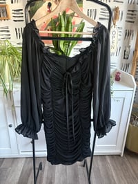 Image 1 of Black  off shoulder sheer dress