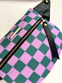 Image 8 of Purple & green checkered crossbody 