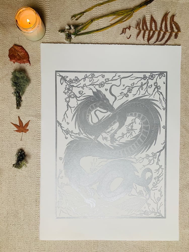 Image of Spirited Away - silver on Zerkell paper