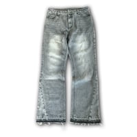 Image 1 of Y2K Retro Flare Jeans Washed Distressed Dollar Embroidery Denim Pants Men Trend Old Money Clean Stre