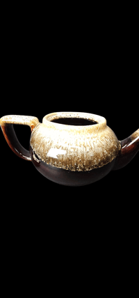 Image 3 of Vintage MCM Dark Brown Stoneware Tea Pot