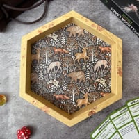 Image 1 of Brown Woodland Print Hexagon Dice Tray