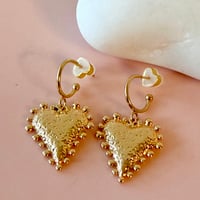 Image 2 of Dotty Heart Half Hoops - Gold