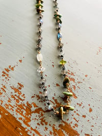 Image 4 of turquoise and gemstone necklace in sterling and 14k gold