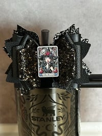 Image 4 of Black & Pink Tumbler Straw Topper Bow