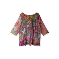 Image 1 of S 100% Cotton Forager Top in Warm Watercolor Ice Dye