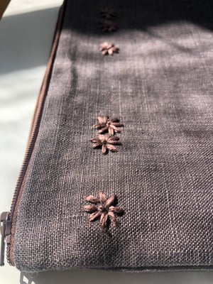 Image of petite fleurs chocolate and fig linen bag