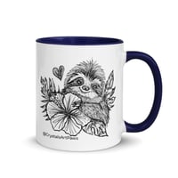 Image 7 of Tropical Flower Sloth Coffee Mug Line Art by CrystalsArtPaws