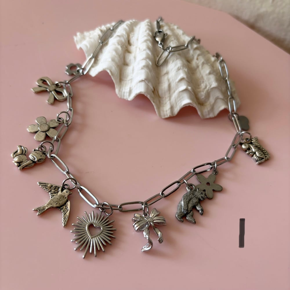 Image of Stainless Paperclip Charm Necklaces