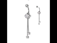 Image 3 of Double Jeweled Dangle Belly Ring