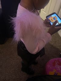 Image 2 of Leather Shorts and Fluffy Arm Top