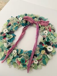 Image 2 of Unframed Pink and Teal Wreath